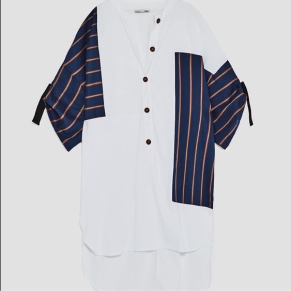 ZARA Contrasting Striped Tunic Top